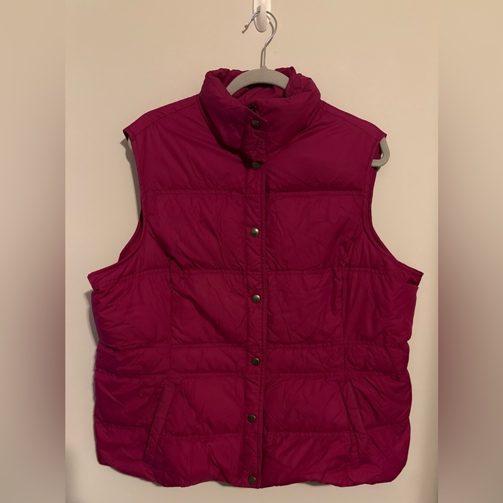 Lands' End Women's Fuchsia pink purple simple Puffer Vest sz XL like new warm